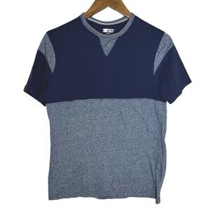 1775 Boys Colorblock T-Shirt Navy Blue Heather Grey Crew Neck Size M RN64866